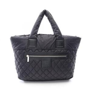 Chanel Coco Cocoon MM Tote Bag Handbag Nylon Leather Women's Black A48611